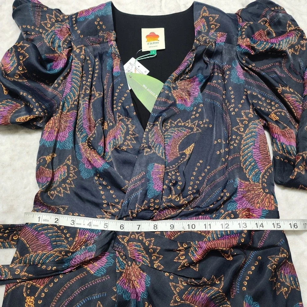 FARM Rio Sequin Toucans Mini Wrap Dress Sz S Black NWT Holiday Party Summer